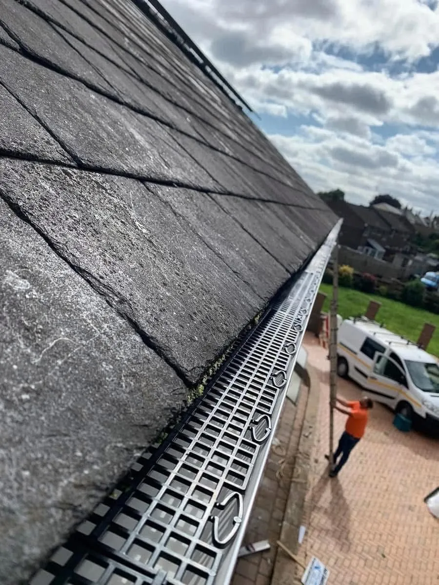 Gutter guard fitted on a slate roof in Perranporth